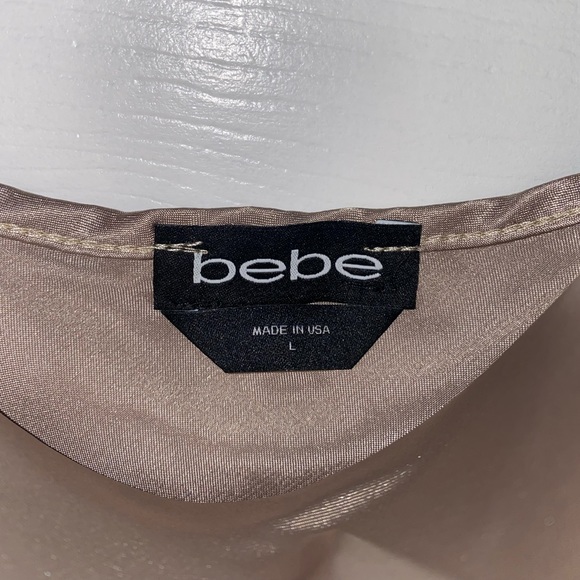 Tan BEBE cowl neck satin midi slip dress - Picture 5 of 5